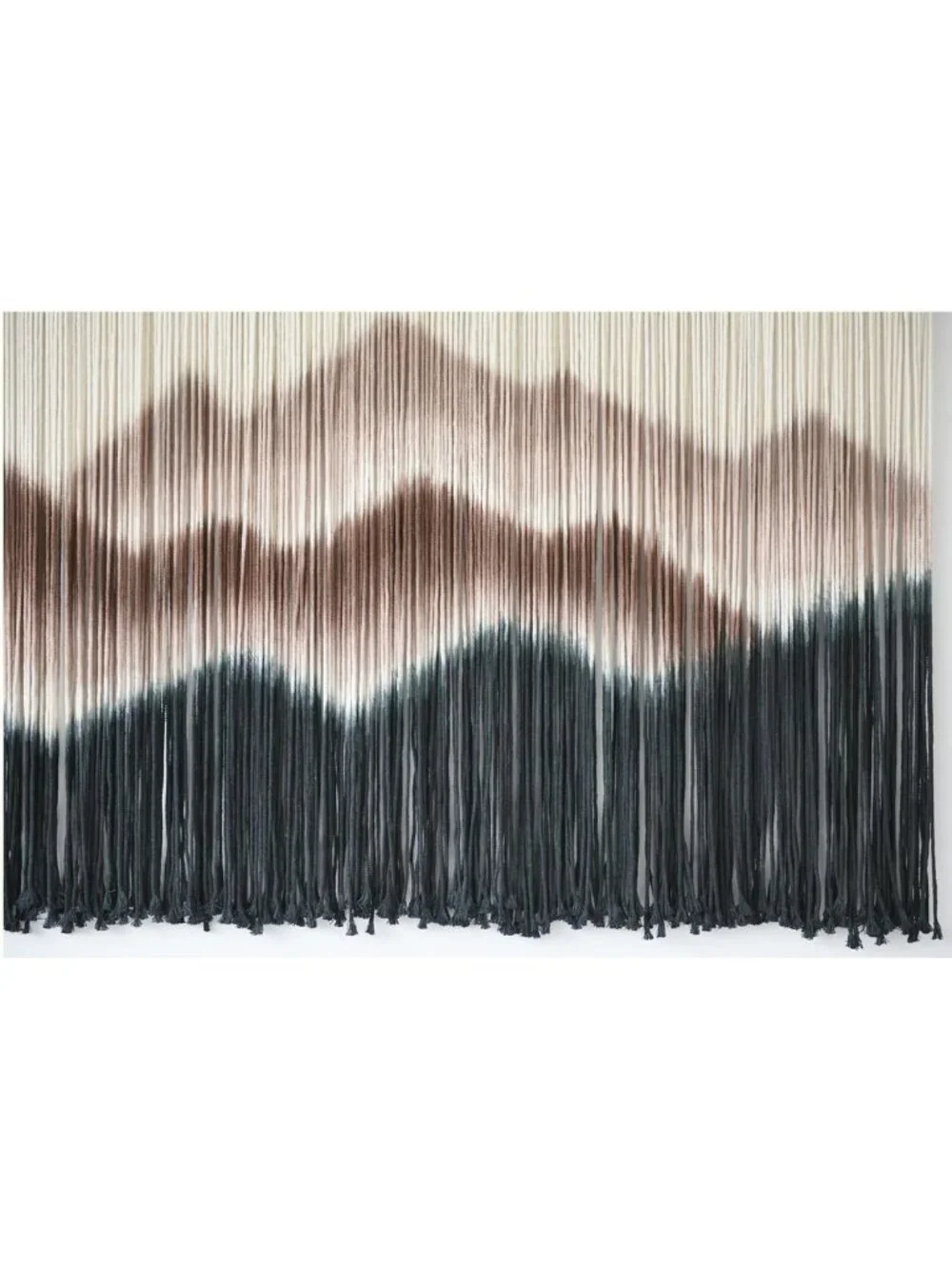 Boho Macrame Wall Hanging - Mountain Dip Dyed Brown Fiber Art Decor 57